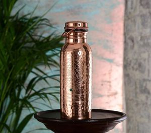 Floral Copper <b>Bottle</b> for Healthy <b>Drinking</b> Water Leak Proof Reusable <b>Bottle</b> for Office Gym Travel and Home Hotel Restaurant Decor - Product Image 2