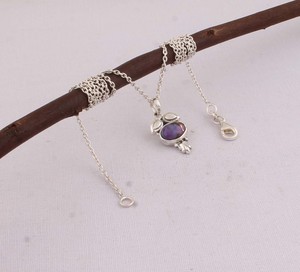 Colgante de Cobre Morado Hecho a Mano con Turquesa, Joyería de Plata de Ley 925, Colgante de Gema en Forma de Lágrima Estilo Vintage para Mujer - Product Image 3