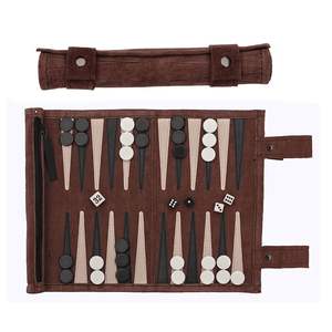 Jeu de backgammon en cuir PU personnalisé fabriqué en usine, nouveau style, accessoire de voyage enroulable, motif imprimé - Product Image 6