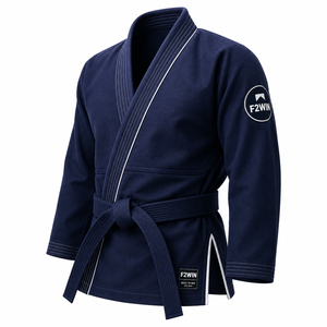 ชุดยูโด F2WIN BJJ สีขาว สำหรับผู้ใหญ่ แบบยูนิเซ็กซ์ ผ้าฝ้าย พร้อมเข็มขัดสีดำ ทรงปกติ แห้งเร็ว ไร้ตะเข็บ - Product Image 4
