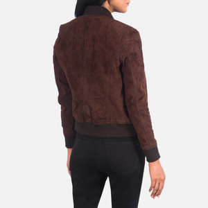 Customized Premium <b>Suede</b> Brown Women's Bliss Varsity <b>Jacket</b> Baseball <b>Jacket</b> For Women - Product Image 4