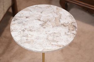 Round Coffee <b>Table</b> Marble Top Semicircle Base Modern <b>Sofa</b> <b>Side</b> <b>Table</b> for Living Room Bedroom Balcony Study Home Decor - Product Image 2