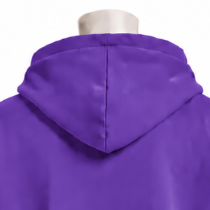 Sweat à capuche violet double couche, coupe oversize, à manches courtes avec empiècement manches longues, style vintage streetwear, coupe ample - Product Image 4