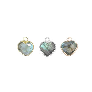 Natural Labradorite Electroplated Charm Handmade <b>Heart</b> Shape Gold Plated Labradorite Pendant For Jewelry Making Birthstone Charm - Product Image 3