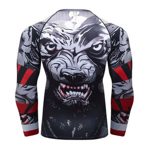 เสื้อคอมเพรสชั่นสำหรับออกกำลังกายผู้ชาย พิมพ์ลายแบบซับลิเมชั่น เหมาะสำหรับฟิตเนส ยิม ออกกำลังกาย เล่นกีฬา แขนยาว ป้องกันการเสียดสี - Product Image 2