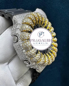 Montre personnalisée sertie de diamants, montre de luxe hip-hop en moissanite, bracelet en caoutchouc pour homme - Product Image 2