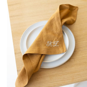 Servilletas Rústicas de Algodón y Poliéster de Alta Calidad con Monograma Bordado - Product Image 1