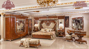 Cama de tamaño Queen de estilo europeo con mesita de noche, cama tallada a mano clásica para dormitorio, antigua, Francesa - Product Image 6