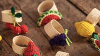 Anneaux de serviette en bambou faits à la main, motif fruits (Fraise, Citron, Cerise, Raisin, Poire, Orange), écologiques, pour décoration de table de fête, largeur 5 cm