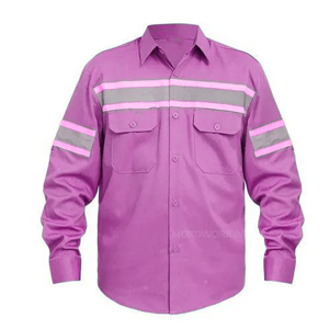 Chemise de travail réfléchissante rouge pour homme, polyester, manches longues, uniforme haute visibilité avec poches poitrine - Product Image 6
