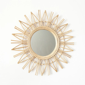 Sunburst Estilo nórdico espejo ratán de alta calidad hecho a mano en forma de sol espejos de pared A.mazon mejor opción - Product Image 2