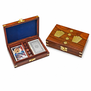 Handcrafted Indian Rosewood Double Deck <b>Card</b> & Dice Box | Luxury Playing <b>Cards</b> Storage Case Poker Game Gift Set Collection - Product Image 1
