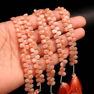 Perles de pierre de lune naturelle AAA en forme de poire à facettes 5MM 7MM, perles de pierre de lune Briolette pour la fabrication de bijoux, vente en gros, lot de 6 pouces - Product Image 5