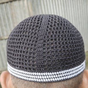 Chapeau Kufi musulman en maille tricotée à la main de qualité export, unisexe, couleur unie, ajustable, extensible, respirant, bonnet chimio, turban en coton - Product Image 5