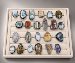 Bagues en pierres précieuses naturelles assorties, faites à la main, plaquées argent, vente en gros, bagues assorties pour les occasions spéciales - Product Image 1