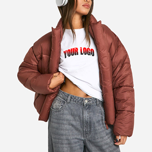 Chaqueta de Plumón para Mujer, Color Rojo Óxido, OEM, con Capucha Ajustable y Acolchado, Chaqueta de Invierno Acolchada para Mujer - Product Image 4