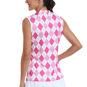 <b>Heavy</b> <b>Duty</b> Womens Quarter <b>Zipper</b> Sleeveless Polo Shirts Premium Moisture Wicking Fabric For Fitness And Outdoor Golf Training - Product Image 2