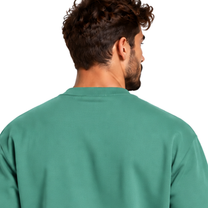 Sage Green <b>Men</b> Sweatshirt Crew Neck <b>Long</b> <b>Sleeve</b> Pullover Casual Fleece <b>Top</b> Custom Logo Streetwear Winter Sportswear Wholesale - Product Image 4