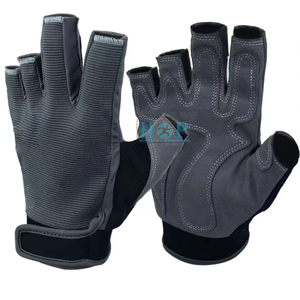 Professional Sailing <b>Gloves</b> with Reinforced Palm Grip, Breathable Quick-Dry Fabric Adjustable Wrist Strap Half Finger Design - Product Image 1