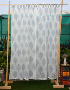 Rideau en coton imprimé à la main de Jaipur, panneau de fenêtre ethnique, décoration intérieure indienne faite à la main, rideaux en tissu durable - Product Image 1