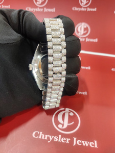 Handmade 41mm <b>Men's</b> <b>Wrist</b> Watch Customizable Automatic Movement High Micro Setting VVS Clarity Moissanite Stainless Steel - Product Image 5