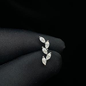 Botanical 14K Gold Lab Grown Diamond Leaf Ear Climber Marquise <b>Stud</b> Earrings For Conch <b>Helix</b> Cartilage Piercing Jewelry - Product Image 6