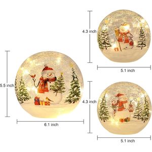 Set di 3 Palline di Vetro Effetto Craquelé con Luci LED, Decorazioni Natalizie per Interni, Casa e Tavola, Ornamenti per Albero di Natale - Product Image 2