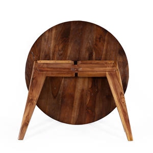 Table à manger ronde en bois de style moderne du milieu du siècle avec pieds coniques, table basse circulaire en bois massif pour salon et bureau - Product Image 5