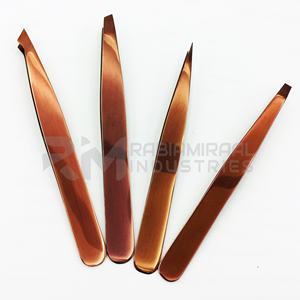 Pince à épiler professionnelle en or rose pour sourcils, 4 styles de pointes différents, en acier inoxydable, logo personnalisé, pince à épiler de beauté - Product Image 2