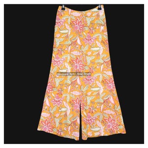Pantalon palazzo en coton imprimé floral à la main Pantalon imprimé Boho Chic à jambes larges Confort Fit pour les femmes Usage quotidien #1 Le plus populaire - Product Image 2