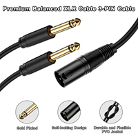 Câble de microphone XLR OEM d'usine vers double jack 6,35 mm avec gaine en PVC et blindage tressé, longueur 1 m, pour haut-parleurs, mélangeurs et amplificateurs