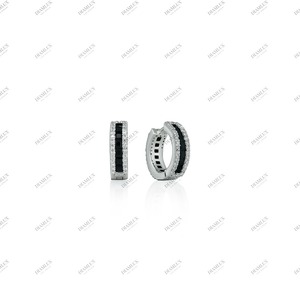 Boucles d'oreilles en diamants noirs et blancs, cadeau de luxe pour mariage et fiançailles, unisexe - Product Image 2