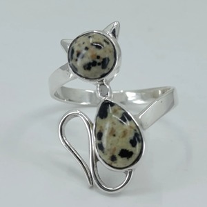 Jasper <b>Cat</b> Shape <b>Ring</b> 925 Sterling Silver Handmade Boho Statement Promise <b>Ring</b> for Women Natural Jasper March Birthstone - Product Image 3