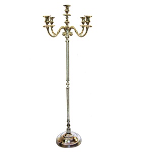 Wholesale 5-Arm Nickel <b>Tall</b> Metal Candelabra <b>Table</b> Centerpiece Home Decoration for Wedding Festival Events Pillar Candle Holders - Product Image 1