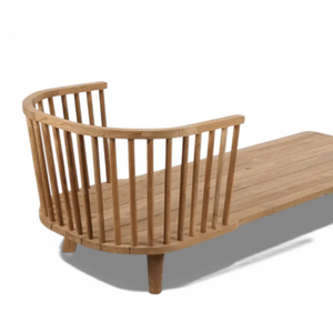 Patio <b>Sun</b> Lounger <b>Bed</b> Crafted from Solid Teak Wood with White <b>Cushion</b> Scandinavian Garden Lounge Seat - Product Image 5