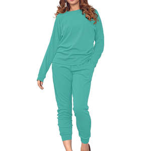 Conjunto de Top de Manga Larga y Pantalones Jogger para Mujer, Ropa Casual de Dos Piezas, Tejido Suave, Corte Relajado, Atuendo Diario - Product Image 1