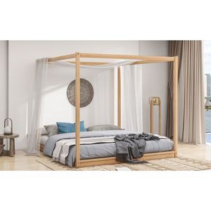 Letto a baldacchino king size in legno con gambe di supporto naturali - Product Image 6