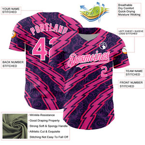 High Quality <b>100</b>% <b>Polyester</b> Baseball Jersey for Men Breathable Quick-Dry V-neck Customised Logo Printing OEM Service for Teams - Product Image 5