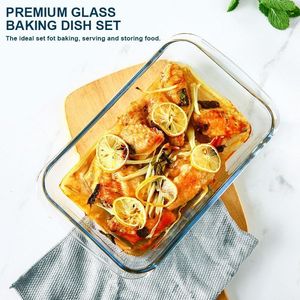 8-Piece Deep Glass Baking Dish Set with Plastic Lids Rectangle Glass <b>Bakeware</b> Set for Leftovers Pans for Lasagna - Product Image 4