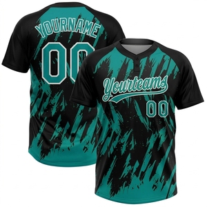 Custom Team Baseball Jersey Digital Printed Polyester Quick Dry Fitted Sports Shirt <b>Henley</b> Neck with Name and Number - Product Image 2
