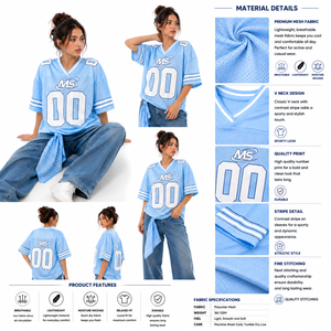 2027 Hot Sale Custom Printed V-Neck <b>Mesh</b> Football Jersey <b>Short</b> Sleeve Relaxed Fit Number Graphic Striped Sleeves Eco-Friendly - Product Image 5