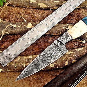 Couteau de survie tactique portable d'extérieur, en acier Damas, manche en bois, service OEM personnalisé, vente chaude en usine - Product Image 6