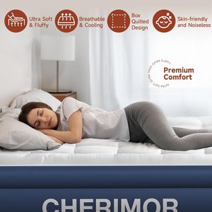 Matelas pneumatique Queen avec pompe intégrée et surmatelas matelassé, matelas gonflable confortable de 20 pouces avec sac de transport - Product Image 3