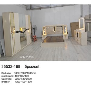 Modern Bedroom Set 35532-120A <b>Queen</b> <b>Size</b> Wood Furniture With Lighted Headboard And Mirror Wardrobe - Product Image 2