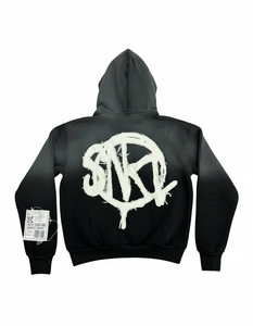 Sudadera con capucha para hombre, diseño personalizado de fabricante profesional, con estampado DTG y parches desgastados, 400 g/m², 100 % algodón polar. - Product Image 2