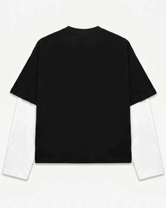 เสื้อยืดแขนสั้นผ้าฝ้ายสีดำขนาดใหญ่พิเศษสำหรับผู้ชาย เสื้อเชิ้ตป๊อปลินสีพื้นเรียบง่าย สไตล์ลำลองสำหรับฤดูใบไม้ผลิ - Product Image 2