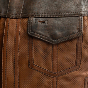 Gilet de moto en cuir véritable premium pour homme, marron vieilli, style motard, sans manches, pour club, personnalisable, fabricant OEM - Product Image 6