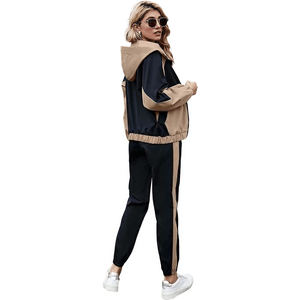 Women's High-Waisted Lightweight Windproof Running Sports Fitness <b>Sweatshirt</b> Pants Solid Color Blocking Regular Fit Wholesale - Product Image 2