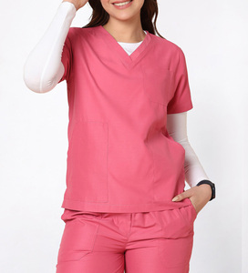 Uniformes Médicos de Verano de Alta Calidad, Conjuntos Unisex de Manga Corta de Poliéster y Spandex para Enfermeras y Esteticistas - Product Image 1