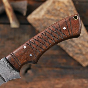 Cuchillo Nórdico Forjado a Mano de Acero de Damasco con Hoja Fija, Punta Caída, para Desollar, con Funda, Personalizado OEM, Espiga Completa, para Caza y Camping - Product Image 5